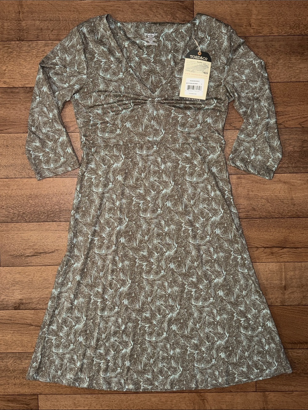 Toad&Co Size Small Rosalinda Dress Arctic Boughs Print NWT Samba Fabric Cozy S